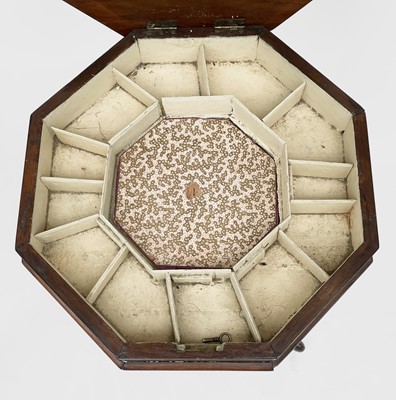 Lot 3173 - A Victorian walnut octagonal sewing table,...