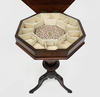 Lot 3173 - A Victorian walnut octagonal sewing table,...