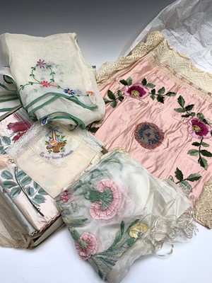 Lot 2827 - Embroidered items including a sheer...