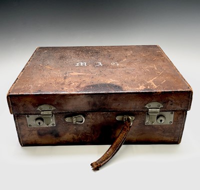 Lot 48 - A tan leather toilet case by A. Davis & Co 10...