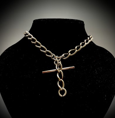 Lot 228 - A heavy Edwardian silver watch chain by...