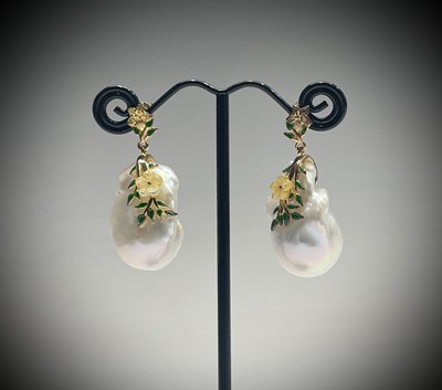 Lot 252 - A pair of outlandish natural baroque pearl...