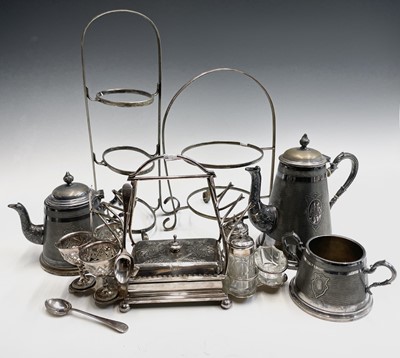 Lot 112 - An epns breakfast stand for three the central...
