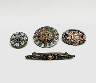 Lot 265 - Four micro-mosaic brooches