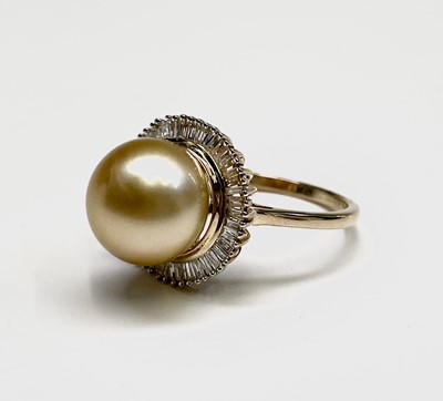 Lot 270 - Natural golden 11.11mm South Sea pearl set in...