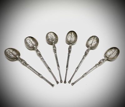 Lot 52 - A set of six Edward VII coronation coffee...