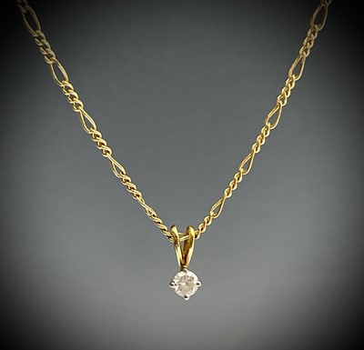 Lot 465 - An 18ct gold solitaire diamond set pendant on...