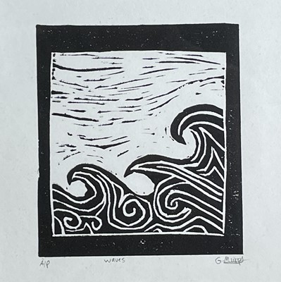 Lot 36 - Georgia MURPHY Waves Linocut, AP Signed and...