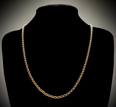 Lot 343 - A 9ct belcher link gold necklace 13.3gm 64cm