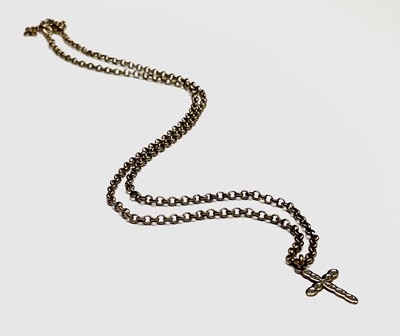 Lot 344 - A 9ct belcher link gold necklace with gold...