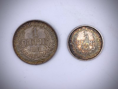 Lot 43P - German East Africa. Comprising 1/2 Rupie 1904...