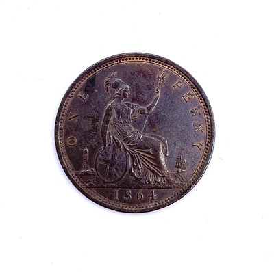 Lot 47E - Victoria 1864 Bun Head Penny. The extremely...