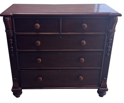 Lot 3105 - A Victorian mahogany chest of drawers with two...