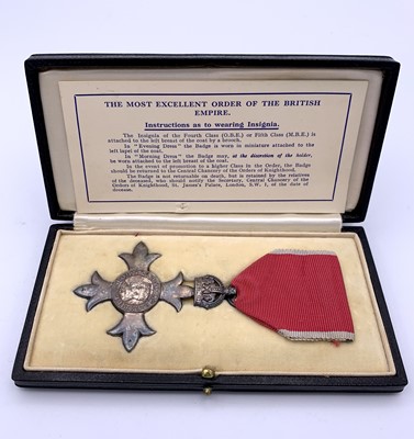 Lot 160 - M.B.E. Medal in Box of Issue. Sticker on box...