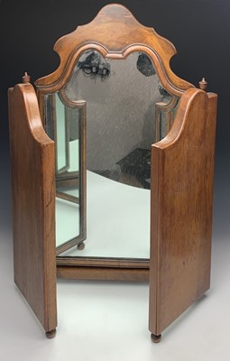 Lot 3271 - A 20th century walnut triple dressing table...