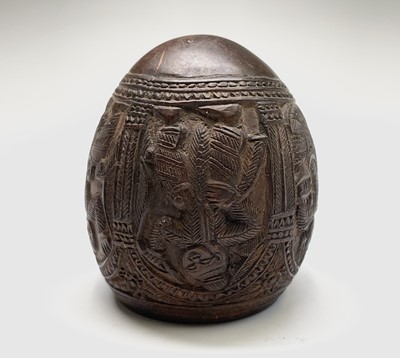 Lot 477 - An Indian small carved coconut shell cup 55mm
