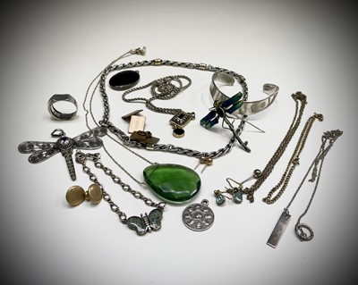 Lot 298 - A silver enamelled dragonfly brooch, a...