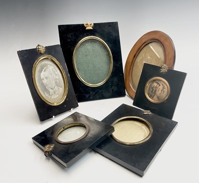 Lot 130 - Ebonised frames for portrait miniatures. Five...