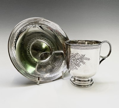 Lot 60 - A Russian Moscow silver cup and saucer with...