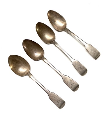 Lot 61 - A set of four George IV silver fiddle pattern...