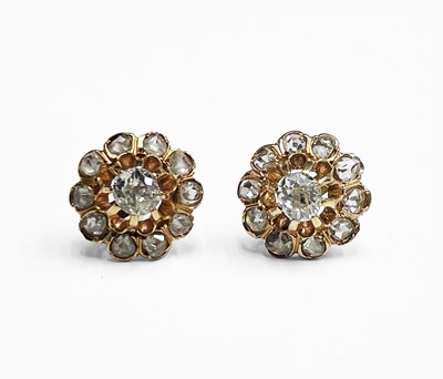 Lot 330 - A pair of rose diamond cluster earrings,...