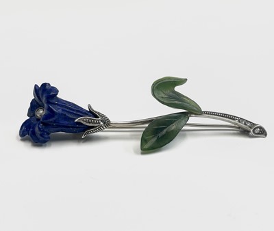 Lot 332 - An Austrian 15ct white gold nephrite, lapis...
