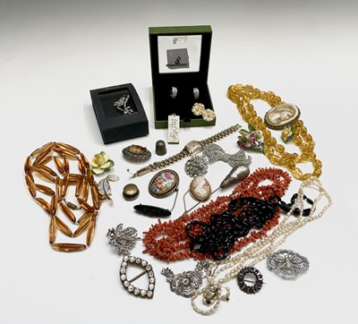 Lot 381 - A silver ingot 29.2gm coral necklaces etc.