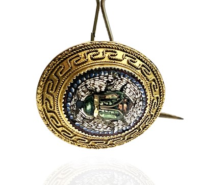 Lot 384 - A Grand Tour gold and micro mosaic beetle...
