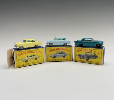 Lot 608 - Lesney - Matchbox Toys nos 7, 33 and 45. Ford...