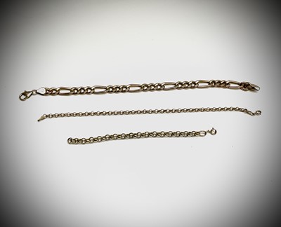 Lot 398 - A 9ct fancy curb link 20cm bracelet 7.8gm, a...