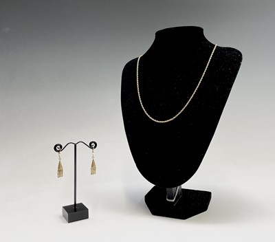 Lot 402 - A gold rope 60cm necklace and a pair of 9ct...