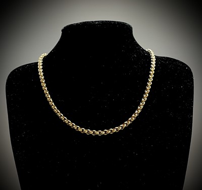 Lot 404 - A 9ct gold belcher link 53cm chain 42gm