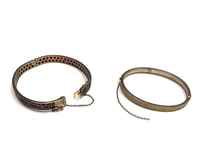 Lot 414 - A Victorian low purity gold bangle pave set...