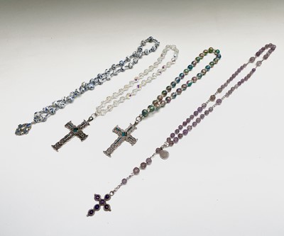 Lot 415 - A rosary with carved amethyst beads and...
