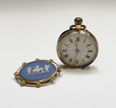Lot 433 - A 14ct gold cased keyless fob watch and a 9ct...