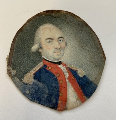 Lot 133 - Portrait miniature Georgian. A be-wigged...