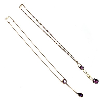 Lot 444 - A gold and amethyst necklace with amethyst...