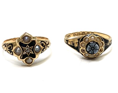 Lot 445 - Two Victorian gold mourning rings each...