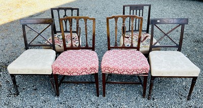 Lot 3038 - A pair of Regency mahogany dining chairs with...