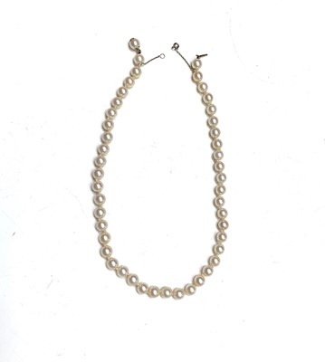 Lot 451 - A 41cm string of 46 well-matched 7.5mm pearls...