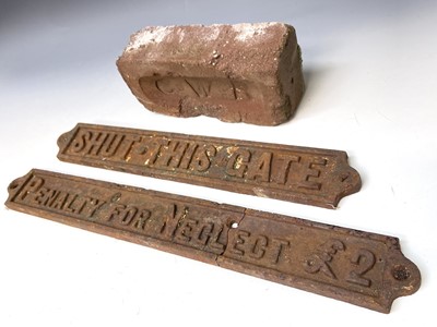 Lot 535 - Railways - Railwayana Cast Iron Lineside Signs...