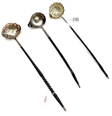 Lot 82 - Two Georgian silver punch ladles, both with...