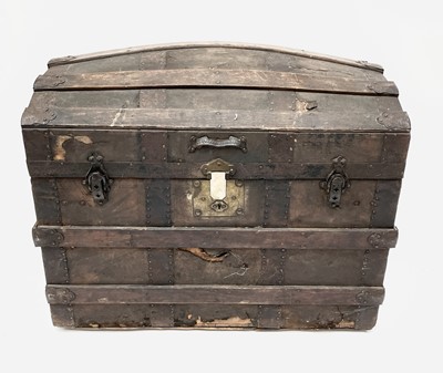 Lot 3284 - A Victorian dome top trunk, with slatted and...