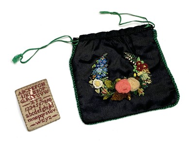 Lot 2843 - A 19th century miniature alphabet sampler,...