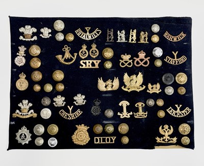 Lot 174 - Yeomanry Regiments. A display card containing...