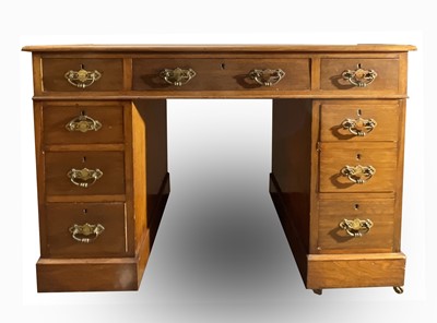 Lot 3208 - A Victorian mahogany twin pedestal desk, the...