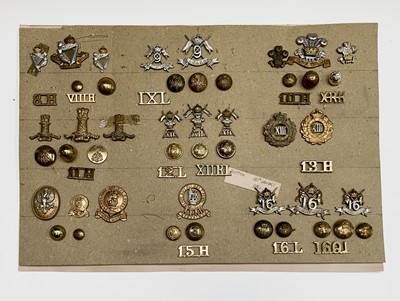 Lot 192 - 8th Hussars to 16th Lancers. A display card...