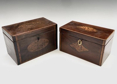 Lot 59 - A George III mahogany tea caddy, with boxwood...