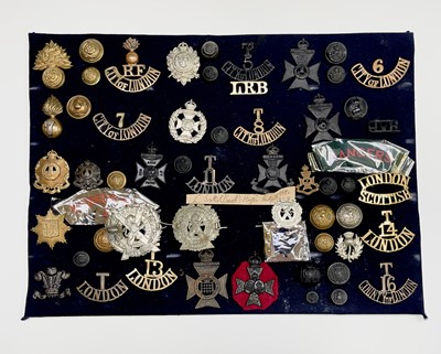 Lot 200 - London Regiments - 2. A display card...