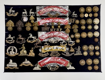 Lot 210 - 6th - 10th Foot Regiments. A display card...